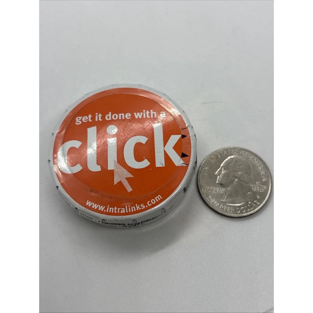 Vintage Intralinks‎ Clik Clak Promo Mint Tin Orange Tech Advertising Swag France